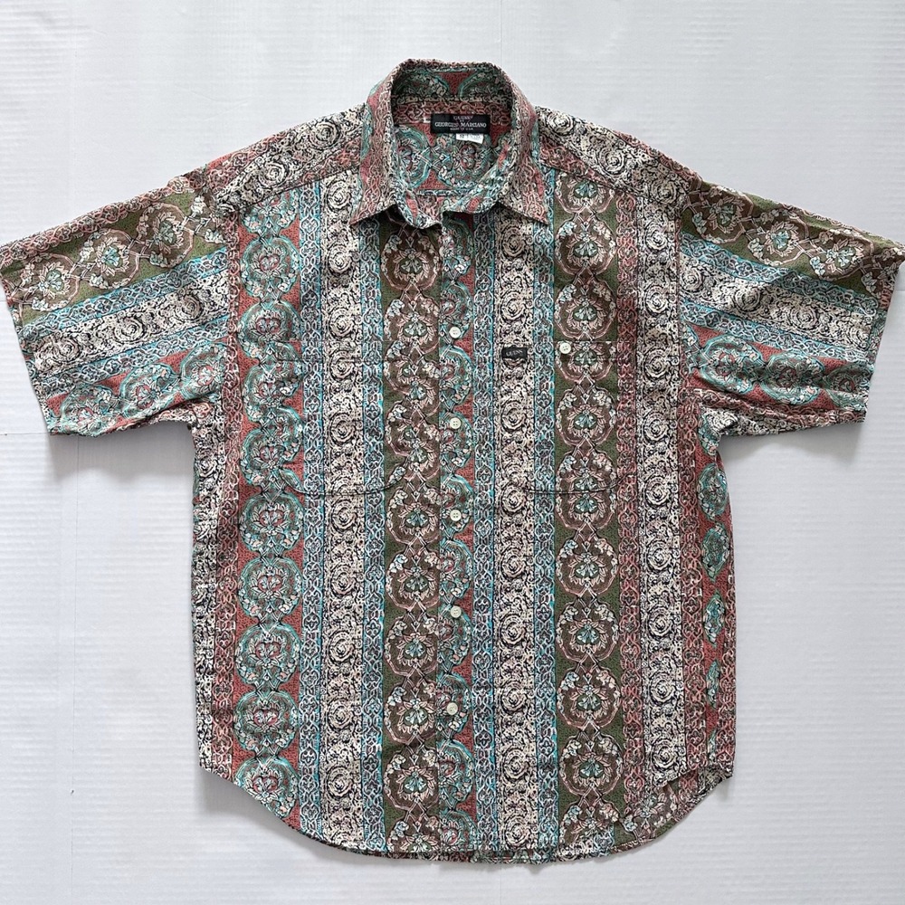 Vintage Guess by Georges Marciano Mens Paisley Stripe Button Up Shirt S 66330P76